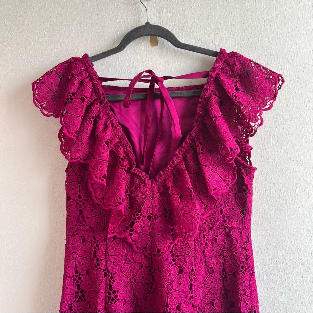 Kate Spade Dress Beetjuice Magenta Pink Spade Lace Mini Dress Sz 12 NWT - Picture 13 of 15